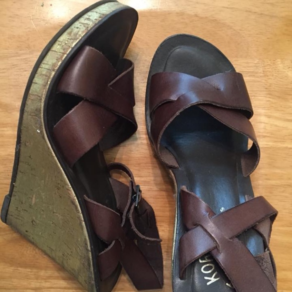KORK EASE SHANNON METALLIC CORK LEATHER SANDALS